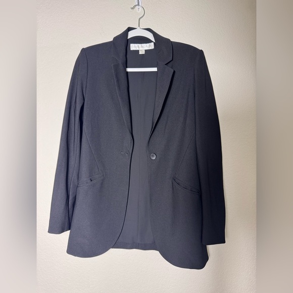 Boston Proper Black Blazer Jacket One Button & No Button Sleeves Size Small - Picture 2 of 13